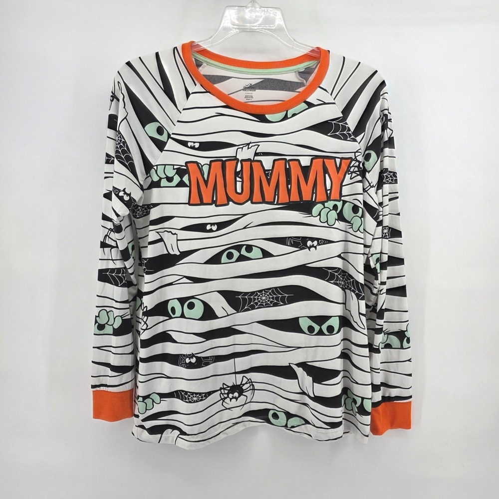 Way to Celebrate Halloween Mummy Pajama Top Long Sleeve Orange White L